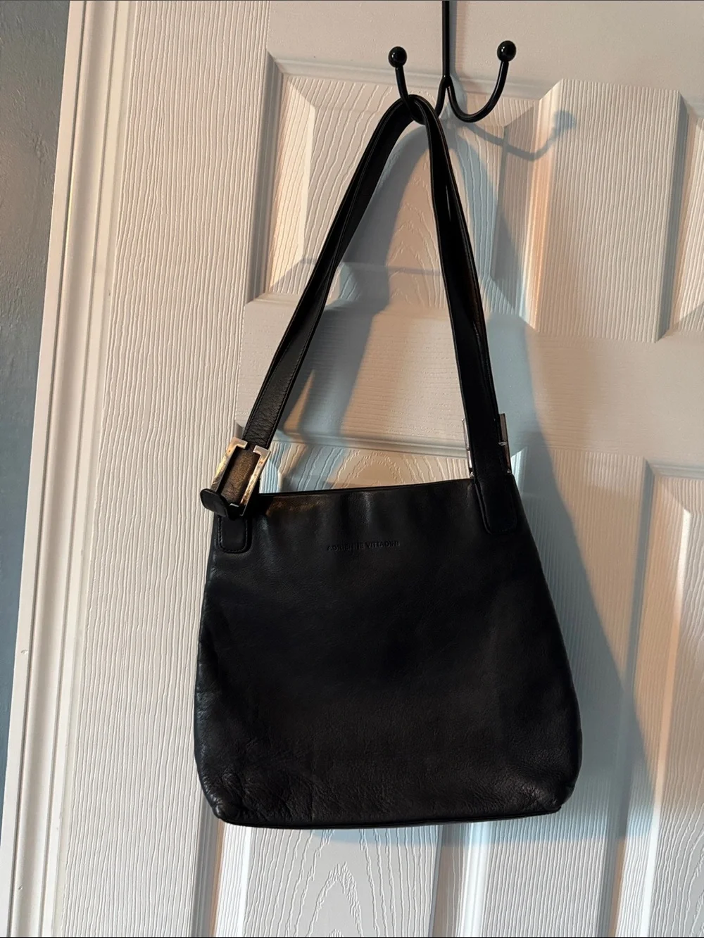 Adrienne Vittadini Black Leather Shoulder Bag